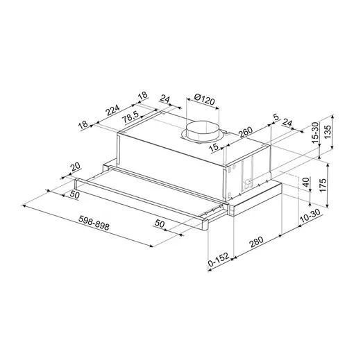 Smeg KSET61E2 campana Semintegrada (extraíble) Plata 310 m³/h