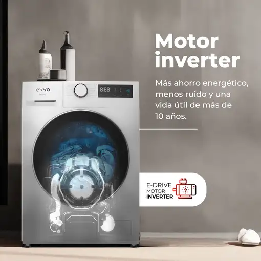 Lavadora inox de 8 kg, 1350 Rpm, Nature 8X EVVO