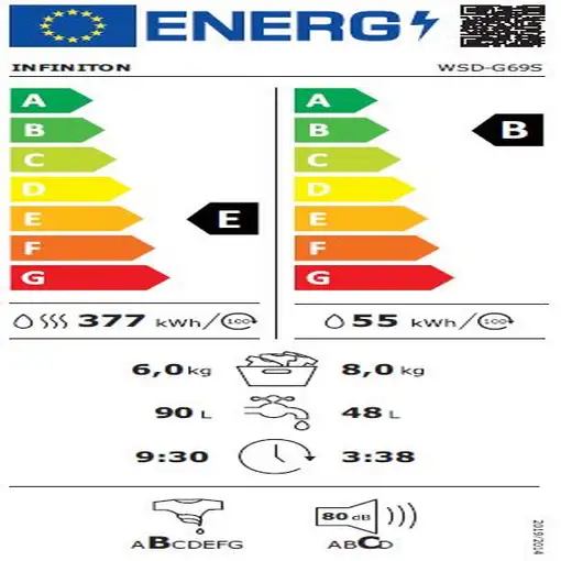 Lavadora-secadoras 6 / 8 kg 1400 rpm Gris 0000092041 INFINITON
