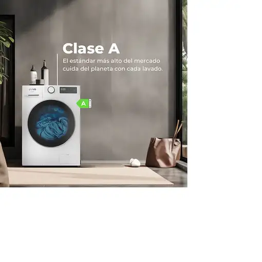 Lavadora blanca de 8 kg, 1350 Rpm, Vapor, Nature 8 EVVO