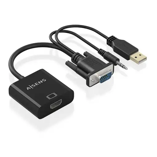 AISENS Cable conversor SVGA+Audio a HDMI, SVGA/M+Jack 3.5/M+USB-A/M-HDMI A/H, Negr