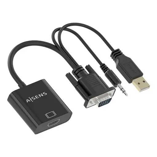 AISENS Cable conversor SVGA+Audio a HDMI, SVGA/M+Jack 3.5/M+USB-A/M-HDMI A/H, Negr