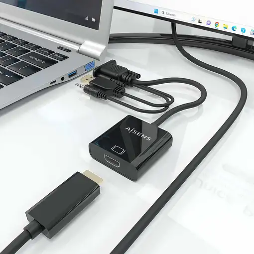 AISENS Cable conversor SVGA+Audio a HDMI, SVGA/M+Jack 3.5/M+USB-A/M-HDMI A/H, Negr