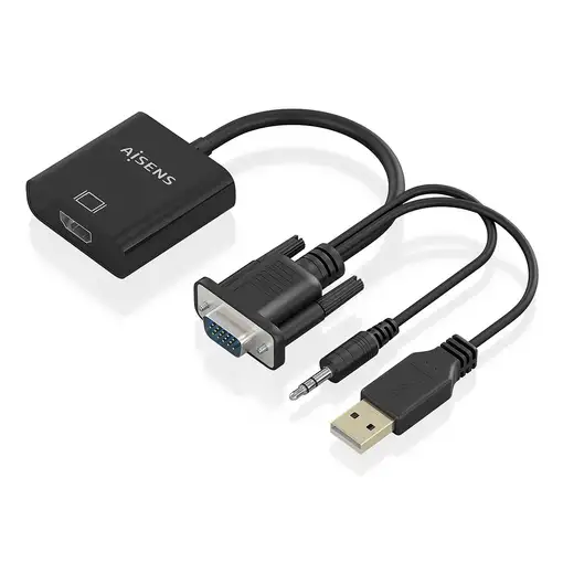 AISENS Cable conversor SVGA+Audio a HDMI, SVGA/M+Jack 3.5/M+USB-A/M-HDMI A/H, Negr