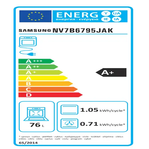 Horno 76 L Wi-Fi Negro NV7B6795JAK/U1 SAMSUNG