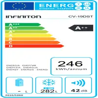 Infiniton CV-19DST Congelador vertical Independiente Negro, Acero inoxidable