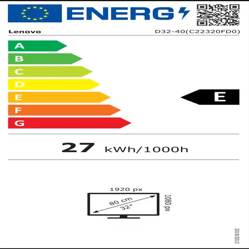 Lenovo D32-40 pantalla para PC 80 cm (31.5") 1920 x 1080 Pixeles Full HD Negro