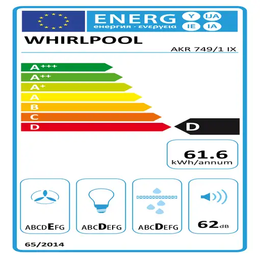 Whirlpool AKR 749/1 IX Semintegrada (extraíble) Gris 304 m³/h