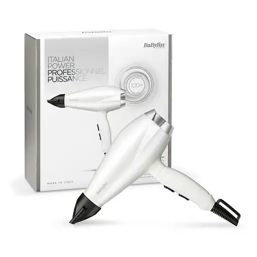 BaByliss 6704WE secador 2000 W Negro, Blanco