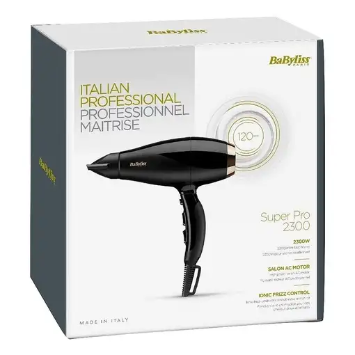 BaByliss Super Pro 2300 secador 2300 W Negro, Oro