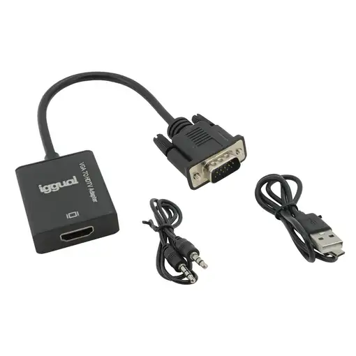 iggual Adaptador VGA a HDMI + audio + microUSB
