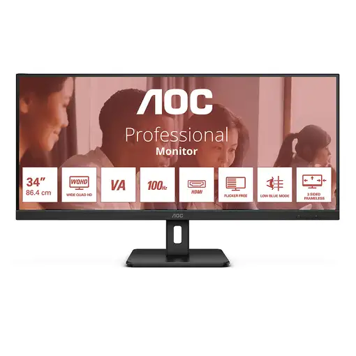 AOC U34E2M pantalla para PC 86,4 cm (34") 3440 x 1440 Pixeles Wide Quad HD Negro