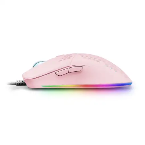Mars Gaming MMAX, Ratón Ultraligero 69g, Óptico 12400DPI, Chroma RGB, Soft, Rosa