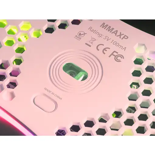 Mars Gaming MMAX, Ratón Ultraligero 69g, Óptico 12400DPI, Chroma RGB, Soft, Rosa