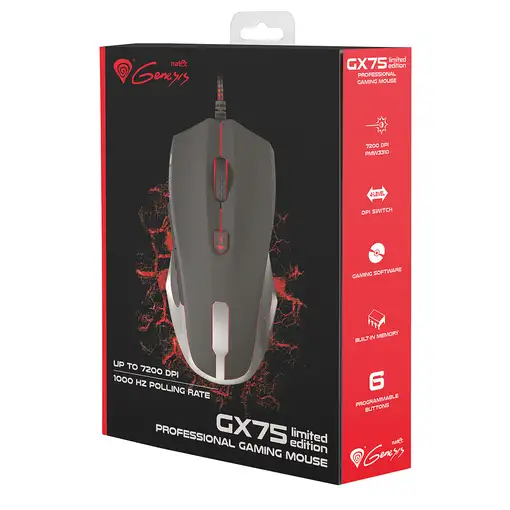 GENESIS GX75 Limited Edition ratón Juego Ambidextro USB tipo A Óptico 7200 DPI