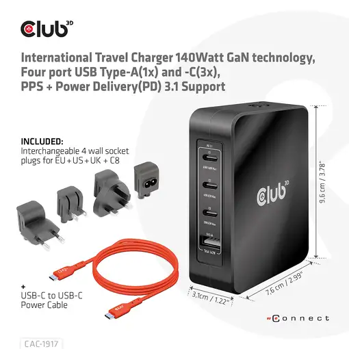 CLUB3D CAC-1917 unidad de fuente de alimentación 140 W