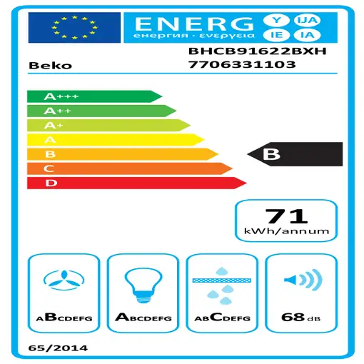 Beko BHCB91622BXH campana De pared B 613 m³/h