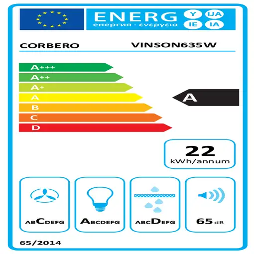 Corbero VINSON635W campana Semintegrada (extraíble) Negro, Acero inoxidable 372,5