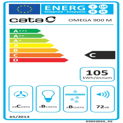CATA Omega 900 BK De pared Negro 645 m³/h