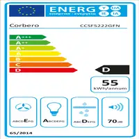 Corbero CCSF5222GFN campana Encastrada Negro, Acero inoxidable 300 m³/h