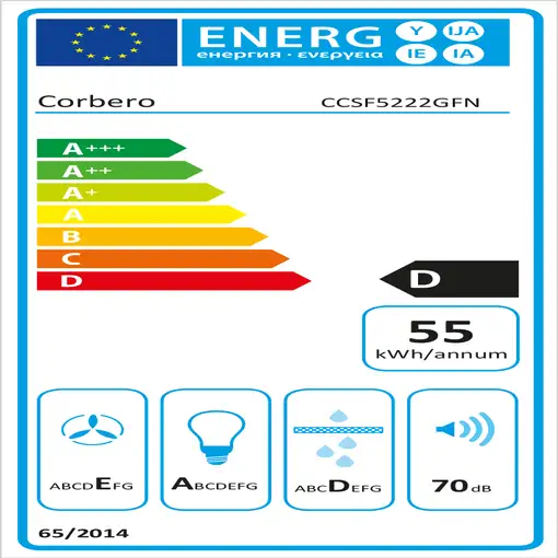Corbero CCSF5222GFN campana Encastrada Negro, Acero inoxidable 300 m³/h