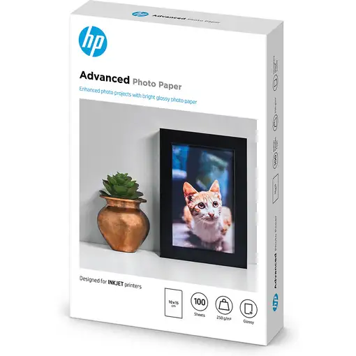 HP Papel fotográfico Advanced, brillante, 250 g/m2, 10 x 15 cm (101 x 152 mm), 100
