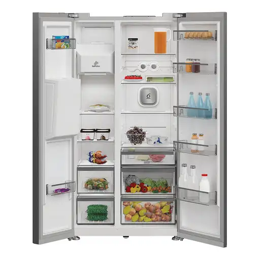 Whirlpool WHG26574WX5E nevera puerta lado a lado Independiente 578 L D Acero inox