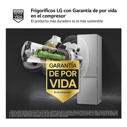 Nevera y congelador Independiente 277 L Acero inoxidable GBV22NCDPY LG