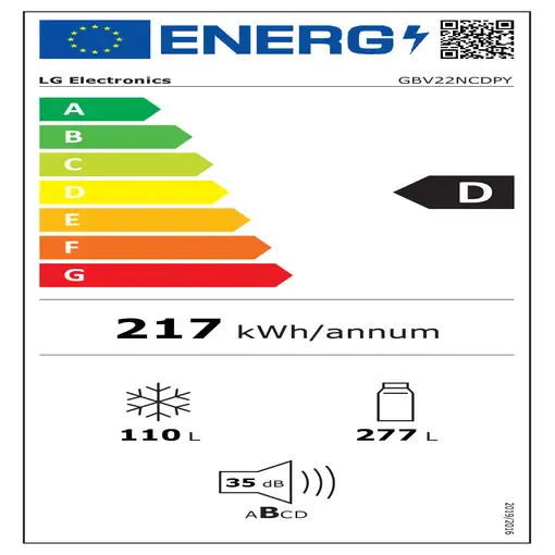 Nevera y congelador Independiente 277 L Acero inoxidable GBV22NCDPY LG