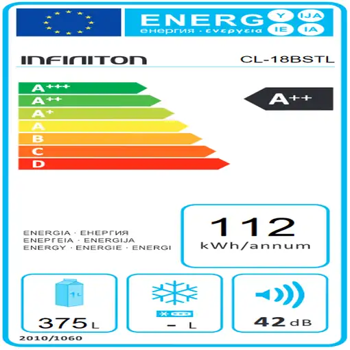 Infiniton CL-18BSTL frigorífico Independiente 375 L Negro