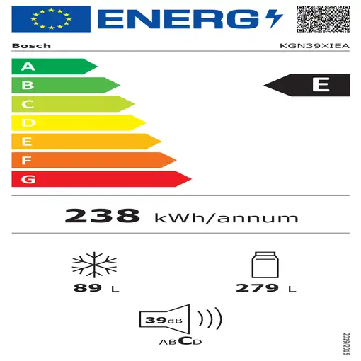 Nevera y congelador Independiente 368 L Acero inoxidable 66644 KGN39XIEA BOSCH
