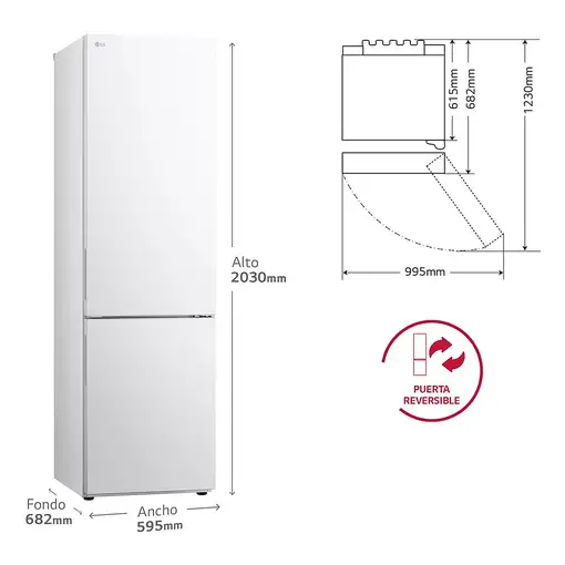 Nevera y congelador Independiente 277 L Blanco GBV22NCDSW LG