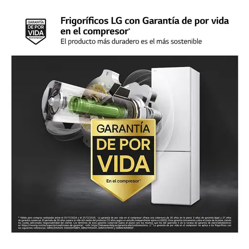 Nevera y congelador Independiente 277 L Blanco GBV22NCDSW LG